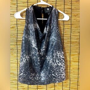 RACHEL Rachel Roy Black and Silver Tank Top